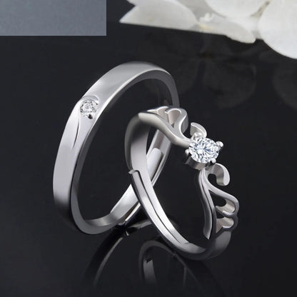 Couple Ring S925 Sterling Silver Korean Inlaid Zircon Diamond Ring Index Finger Tail Ring