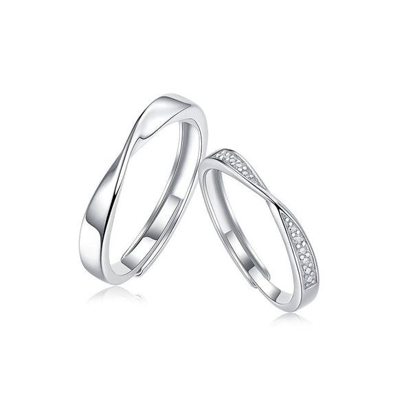 Couple Ring 925 Silver Geometric Moissanite Inlay Sweet Minimalist Style