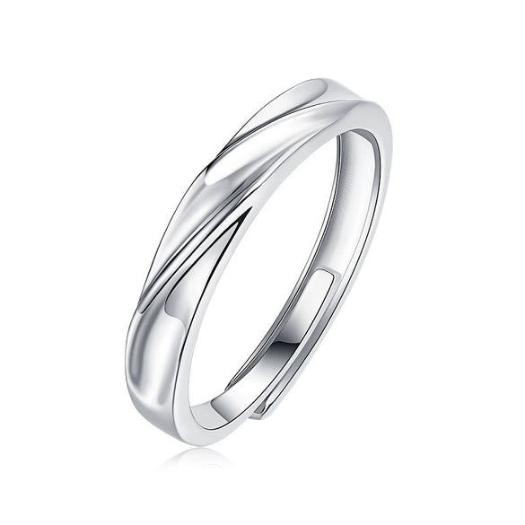 Couple Ring 925 Silver Geometric Moissanite Inlay Sweet Minimalist Style