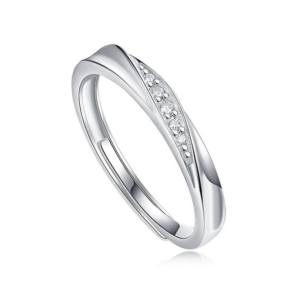 Couple Ring 925 Silver Geometric Moissanite Inlay Sweet Minimalist Style