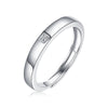Couple Ring 925 Silver Geometric Moissanite Inlay Sweet Minimalist Style