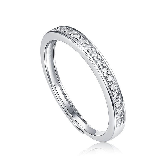 Couple Ring 925 Silver Geometric Moissanite Inlay Sweet Minimalist Style