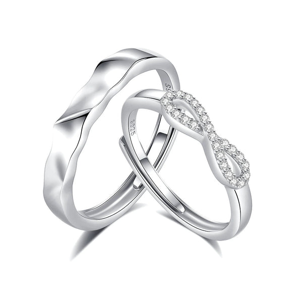 Couple Ring 925 Silver Geometric Zircon Design