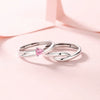 Couple Ring 925 Silver Heart Geometric Diamond Design