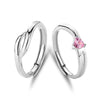 Couple Ring 925 Silver Heart Geometric Diamond Design