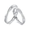 Couple Ring 925 Silver Mobius Twist Geometric Diamond Design