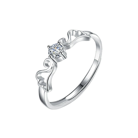 Couple Ring 925 Sterling Silver Angel Wings Geometric Pattern Electroplated Jewelry