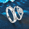 Couple Ring Sterling Silver Diamond Geometric Simple Style