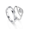 Couple Ring Sterling Silver Diamond Geometric Simple Style