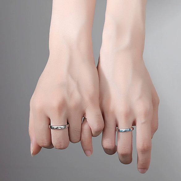 Couple Ring Sterling Silver 925 Dripping Oil Retro Creative Design