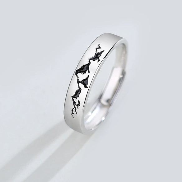 Couple Ring Sterling Silver 925 Dripping Oil Retro Creative Design
