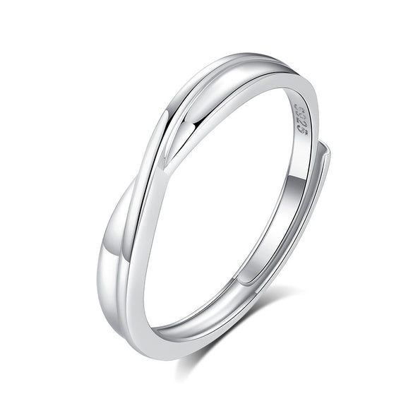 Couple Ring 925 Sterling Silver Geometric Design