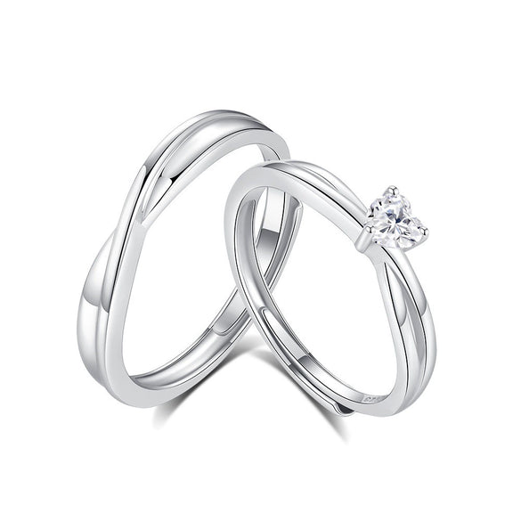 Couple Ring 925 Sterling Silver Geometric Design