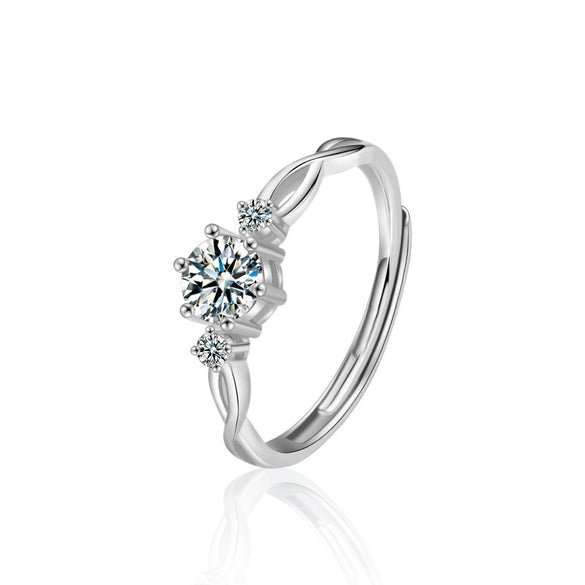 Couple Ring 925 Sterling Silver Geometric Mossam Drill Simple Style