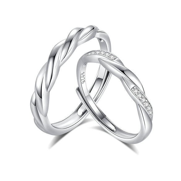 Couple Ring 925 Sterling Silver Geometric Style
