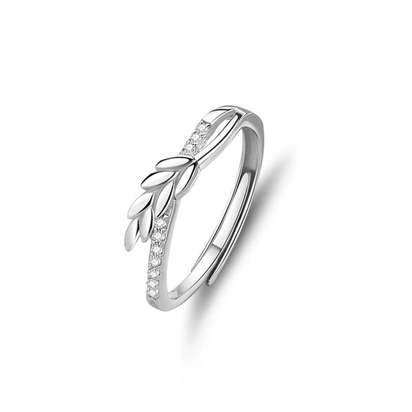 Couple Ring 925 Sterling Silver Wheat Ear Flowers Diamond Style