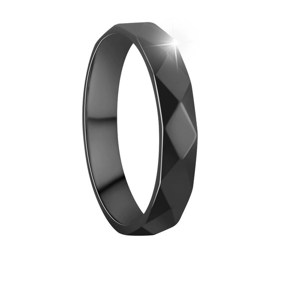 Couple Ring Titanium Steel Geometric Hammer Pattern Electroplating Hand Ornament