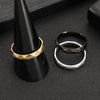 Couple Ring Titanium Steel Geometric Hammer Pattern Electroplating Hand Ornament
