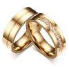 Couple Ring Titanium Steel Simple Geometric Electroplated Gold Inlaid Zircon Jewelry
