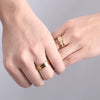 Couple Ring Titanium Steel Simple Geometric Electroplated Gold Inlaid Zircon Jewelry
