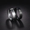 Couple Ring Titanium Steel Stickman Geometric Pattern Electroplated