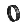 Couple Ring Titanium Steel Stickman Geometric Pattern Electroplated