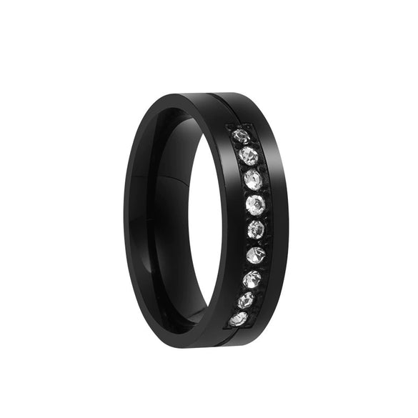 Couple Rings Stainless Steel Geometric Electroplating Zircon Jewelry