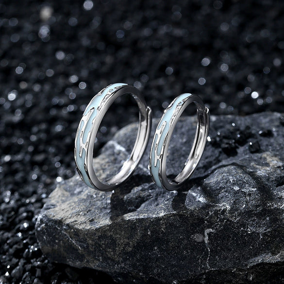 Couple Rings 925 Sterling Silver Electroplating Luminous Jewelry