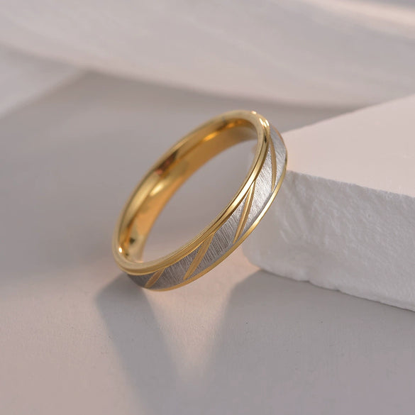 Couple Rings Titanium Steel Geometric Electroplated
