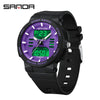Couple Sports Watch Simple Dual Display Multifunction Luminous Waterproof Digital Watch With Abs Case Acrylic Mirror And Tpu Strap Round Dial