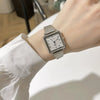 Couple Square Retro Style Watch With Stainless Steel Strap And Alloy Case