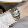 Couple Square Retro Style Watch With Stainless Steel Strap And Alloy Case