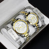 Couple Stainless Steel And Alloy Quartz Watch Set With Round Dial And Fashionable Style