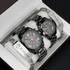Couple Stainless Steel And Alloy Quartz Watch Set With Round Dial And Fashionable Style
