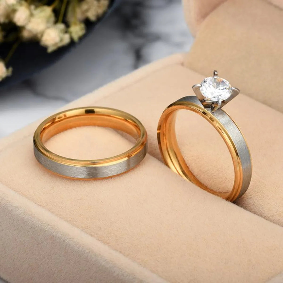 Couple-style Rhinestone Stainless Steel Rings Tp190418118098