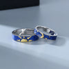 Couple Style Sterling Silver Geometric Ring With Electroplating