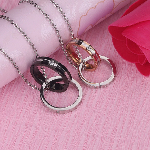 Couple Titanium Steel Electroplated Ball Chain Hiphop Pendant Necklace Trendy Light Luxury Jewelry