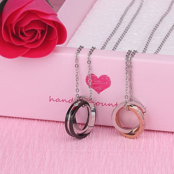 Couple Titanium Steel Electroplated Ball Chain Hiphop Pendant Necklace Trendy Light Luxury Jewelry