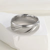 Couple Titanium Steel Ring Geometric Pattern Polish Style