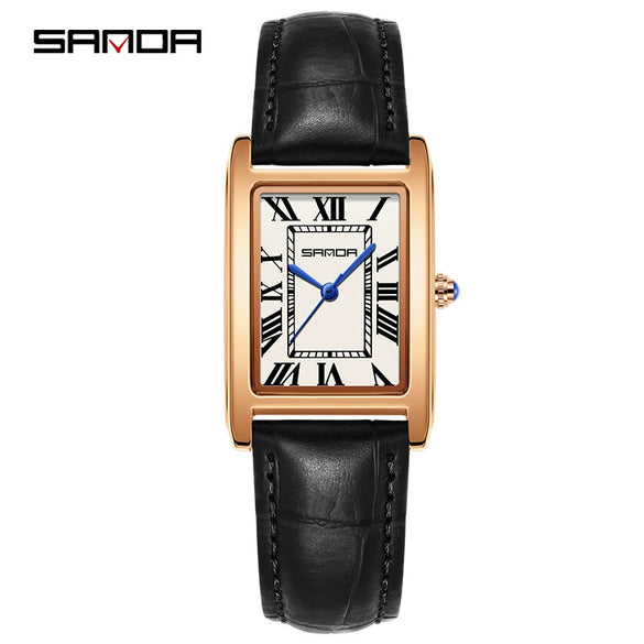 Couple Vintage Square Quartz Watches Waterproof Zinc Alloy Case Stainless Steel Buckle Mineral Tempered Glass Mirror