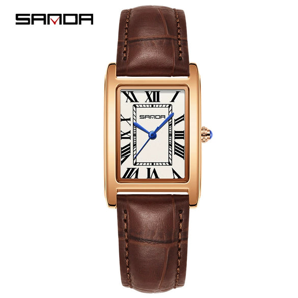 Couple Vintage Square Quartz Watches Waterproof Zinc Alloy Case Stainless Steel Buckle Mineral Tempered Glass Mirror