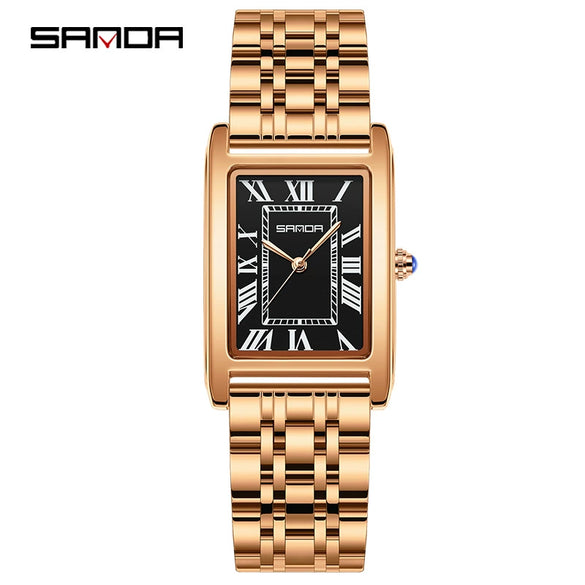 Couple Vintage Square Quartz Watches Waterproof Zinc Alloy Case Stainless Steel Buckle Mineral Tempered Glass Mirror