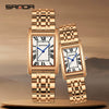 Couple Vintage Square Quartz Watches Waterproof Zinc Alloy Case Stainless Steel Buckle Mineral Tempered Glass Mirror