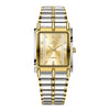 Couple's Business Style Alloy Case Stainless Steel Strap Rectangle Dial Watch With Printed Logo