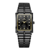 Couple's Business Style Alloy Case Stainless Steel Strap Rectangle Dial Watch With Printed Logo