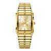 Couple's Business Style Alloy Case Stainless Steel Strap Rectangle Dial Watch With Printed Logo