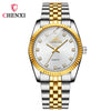 Couple's Business Style Quartz Watch With Rhinestones Alloy Case Stainless Steel Band And Round Dial