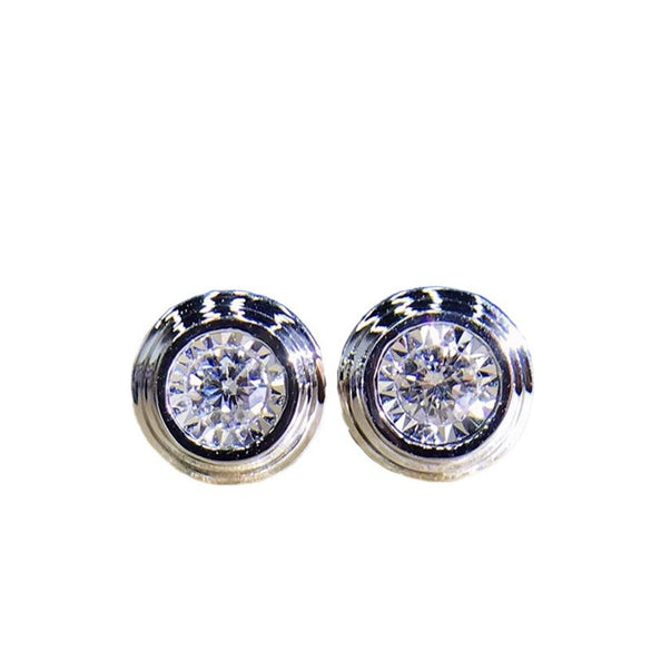 Couple's Copper Electroplated Geometric Pattern Inlaid Zircon Earrings