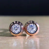 Couple's Copper Electroplated Geometric Pattern Inlaid Zircon Earrings