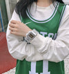 Couple's Electronic Watch Plastic Case Silicone Strap Square Dial Simple Fashionable